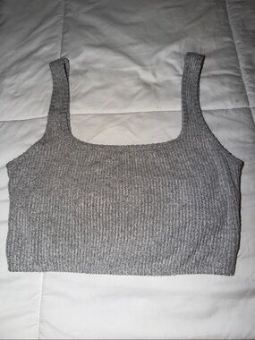 Abercrombie & Fitch Gray Ribbed Knit Crop Tank